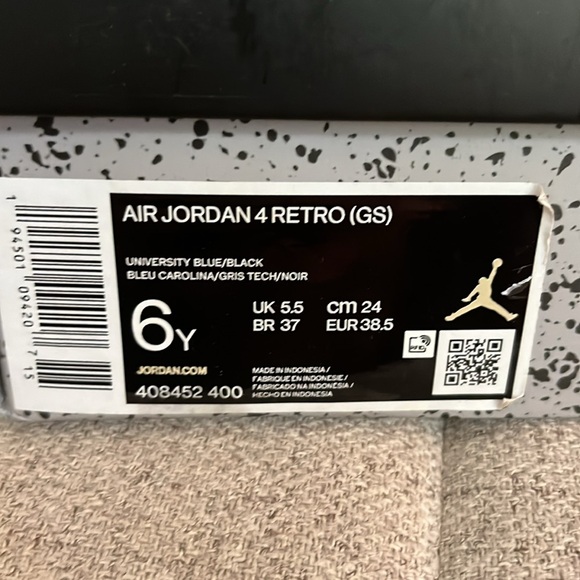 Jordan 4 unc size 6 with box - Picture 4 of 6
